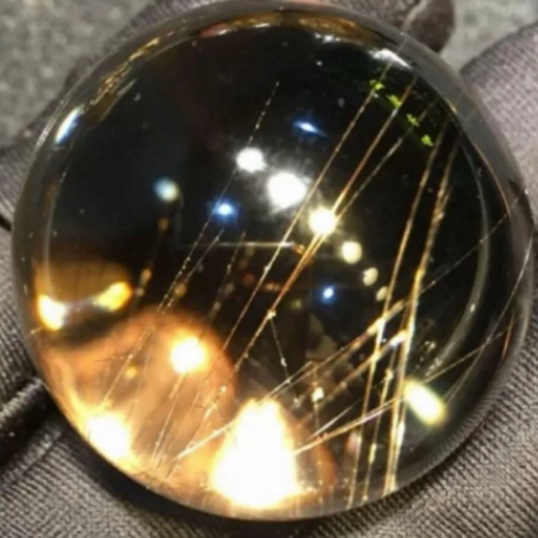 38mm ゴールドルチルクォーツ丸玉スフィア金針水晶