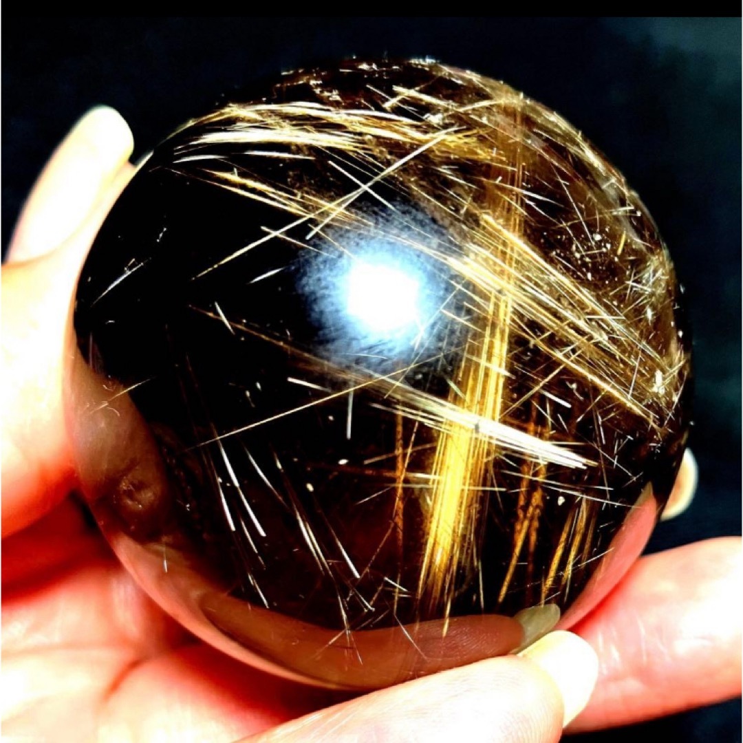 超大玉 67mm ゴールドスモーキールチルクォーツ 金針水晶