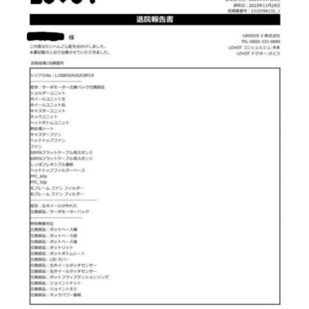 プラン解約】 LOVOT1.0（初代）本体、ネスト（充電器）、洋服3枚、眼鏡