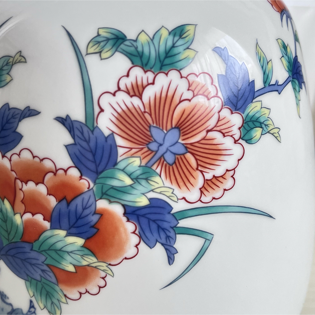 有田焼 鍋島焼 梅牡丹 和泉作】アンティーク 新品 花器 壺 床の間