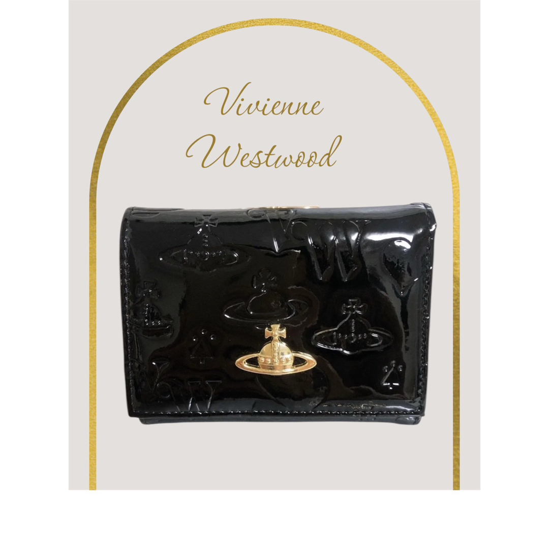 ショッパー付】新品 Vivienne Westwood エナメル 黒 3折財布