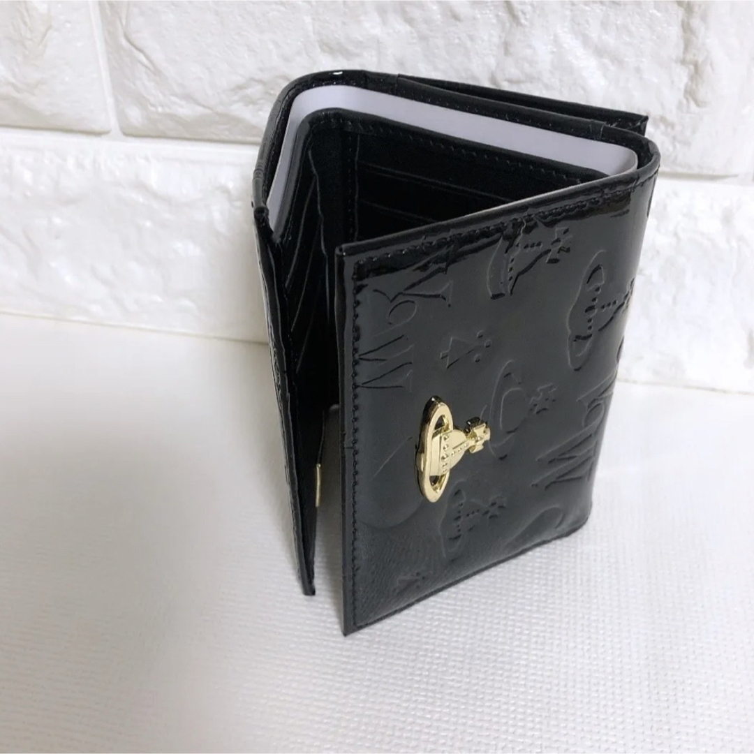 ショッパー付】新品 Vivienne Westwood エナメル 黒 3折財布