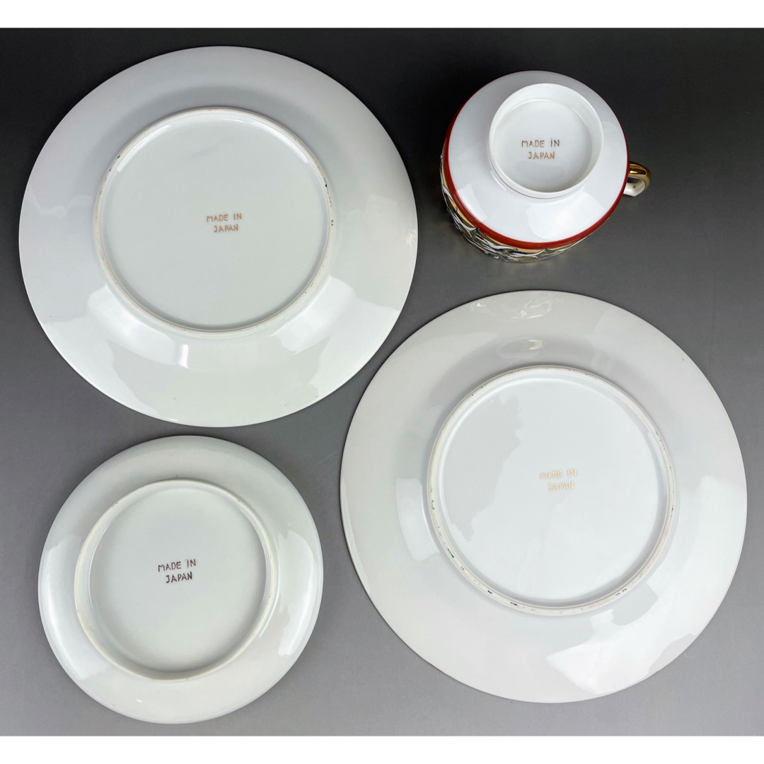 希少】九谷焼 1000クレーン 鶴 カップ ソーサー 2プレート セット