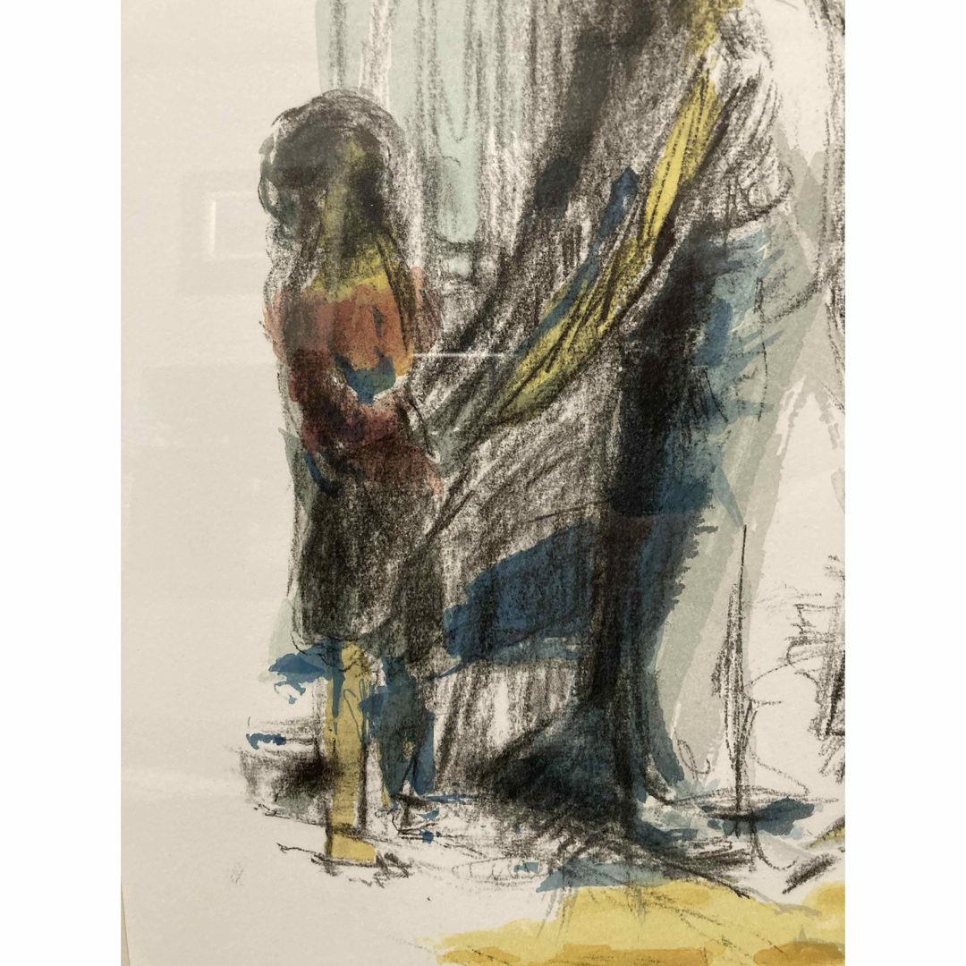 リトグラフ 森芳雄 母子像 直筆サイン 被せ箱付属 美術年鑑掲載作家