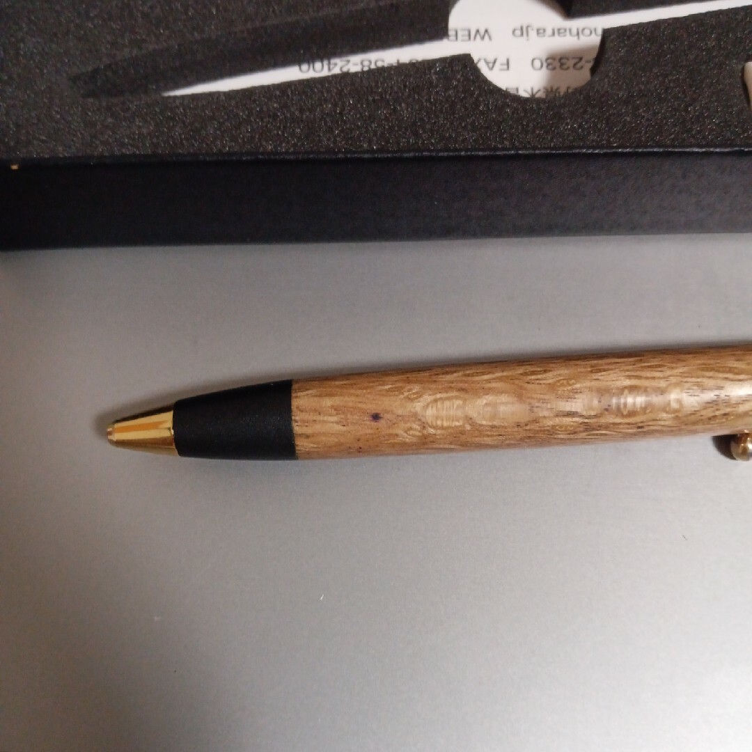野原工芸 ボールペン カシ 保証書、箱、ウッドキューブつき
