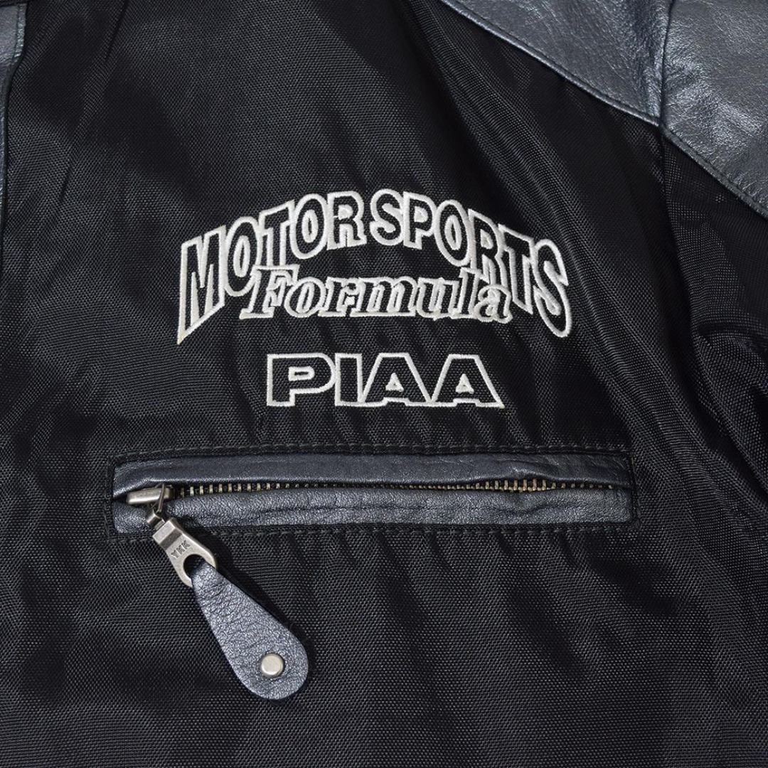 当時物 80s PIAA 中嶋悟 F1 刺繍 レザー レーシングジャケット 黒