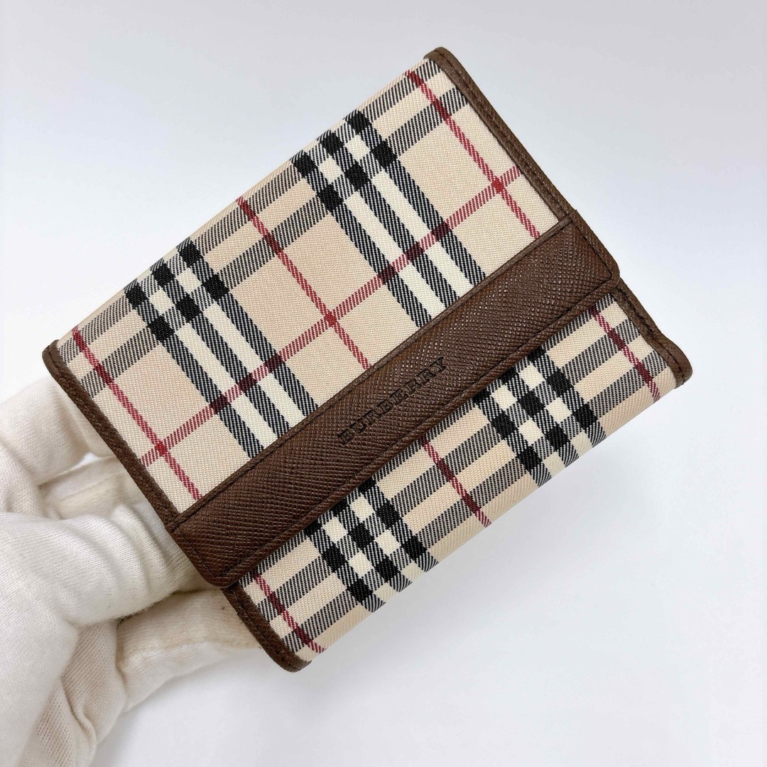 極美品 ＊ BURBERRY バーバリー ノバチェック 二つ折り財布 ブラウン