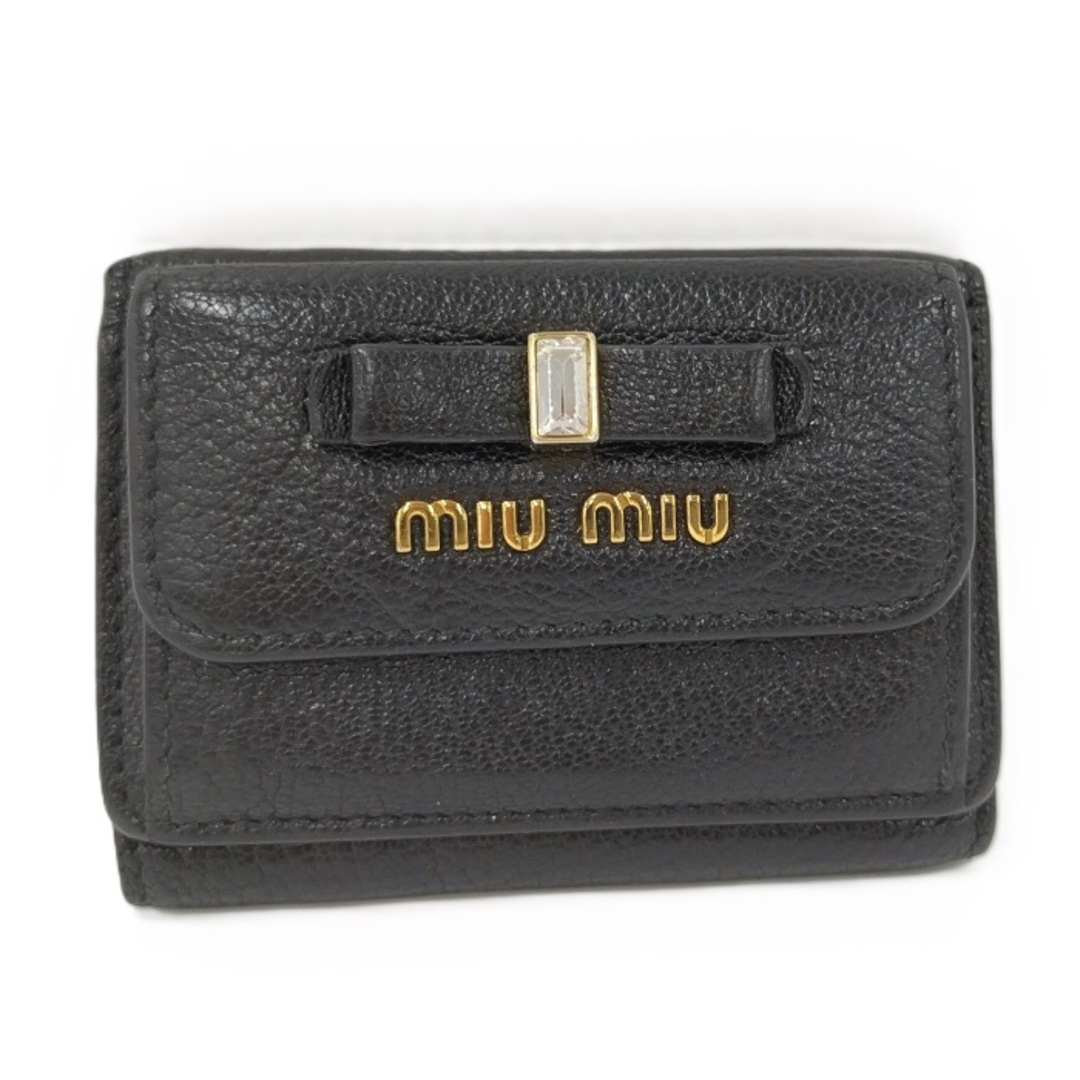 miu miu 黒 レザー 三つ折り財布 MIU MIU 三つ折り財布 黒