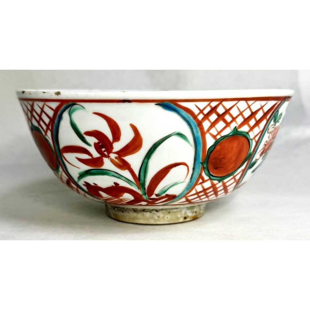 明時代 呉須赤絵菓子大鉢 中国古玩 唐物 茶道家旧蔵歴史有るWWTT150の