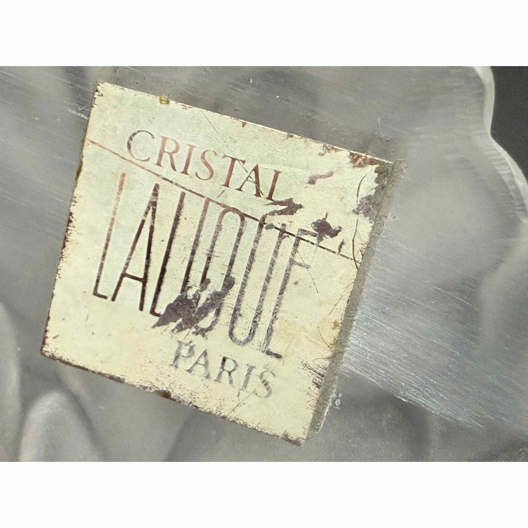 美品】Lalique ラリック クリスタル ボウル リーフ 彫刻 シール付