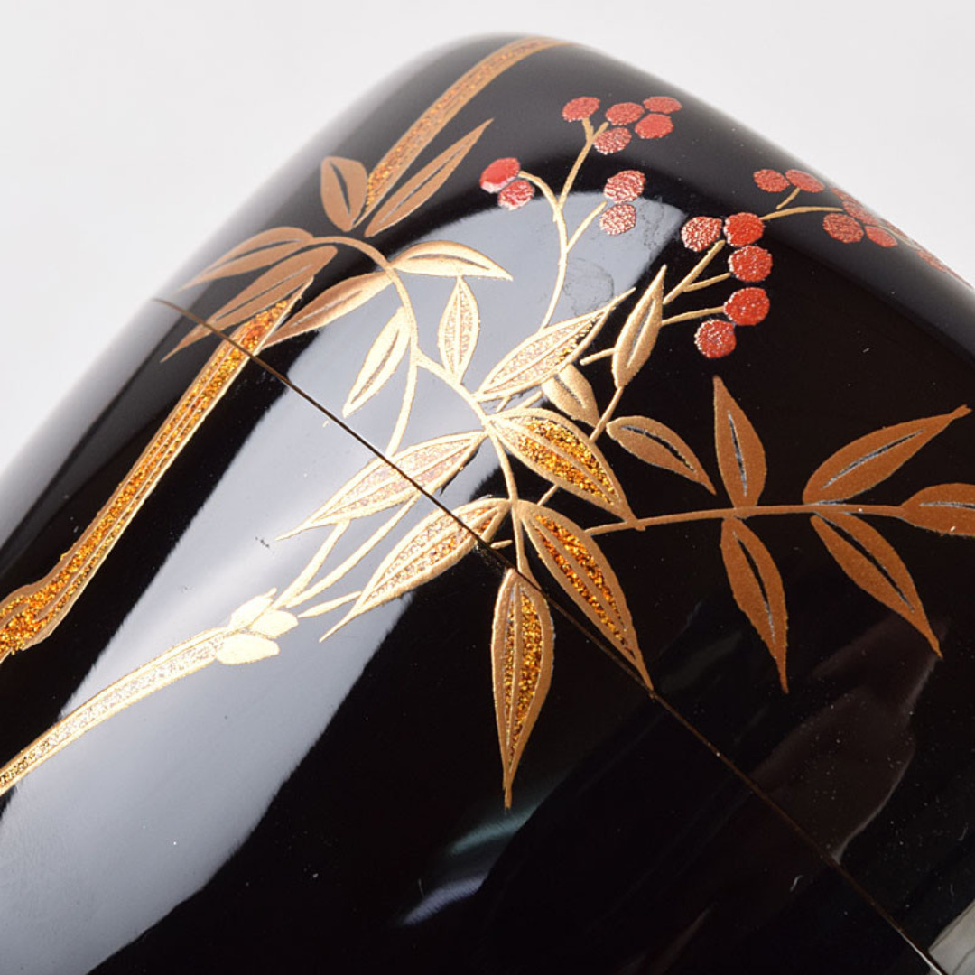 オオシモ様専用 田中宗凌作 螺鈿装飾 縁金 南天 中棗 共箱 M R9290
