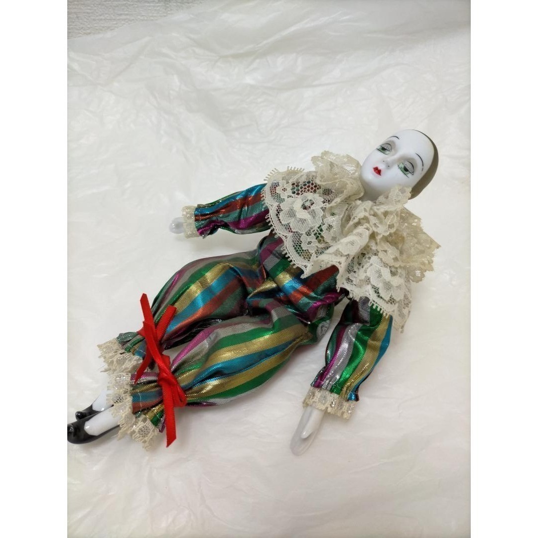 アンティーク ヴィンテージ 虹色 ピエロ陶器人形 250702-8Y