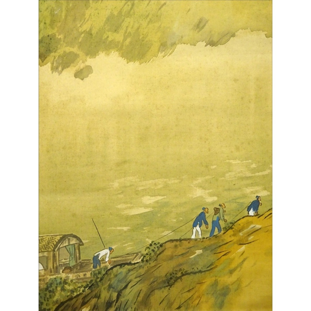 掛軸 井口華秋『支那山水図』中国山水 絹本 肉筆 無地箱付 掛け軸 a11204