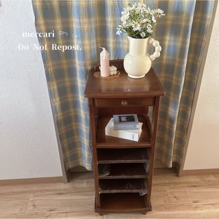 昭和レトロ カリモク 木製 階段型茶棚 サイドボード 飾り棚 コール