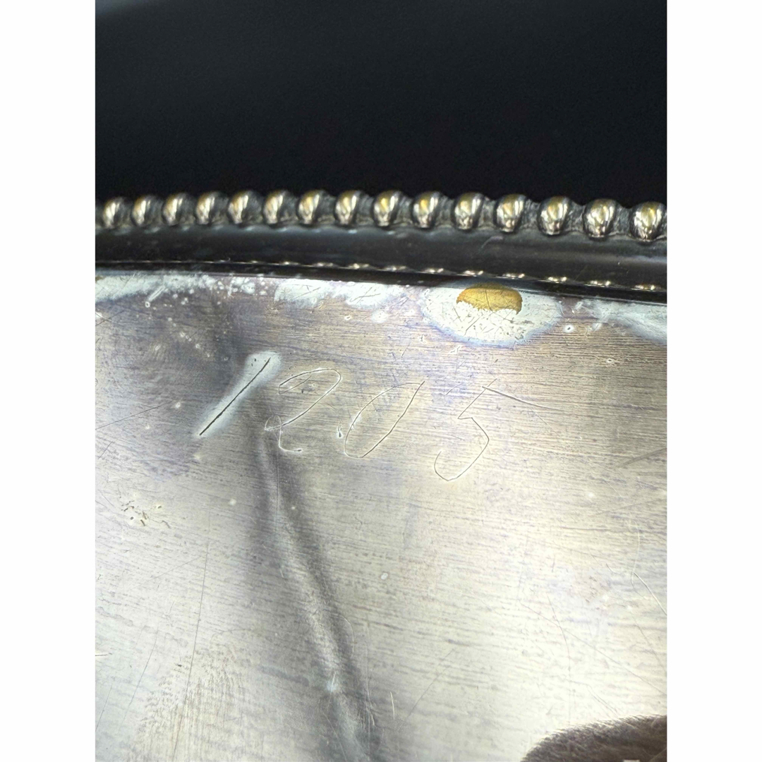 英国製 アンティーク 舟形真鍮トレイ Rd 370260 ビーディング縁取り