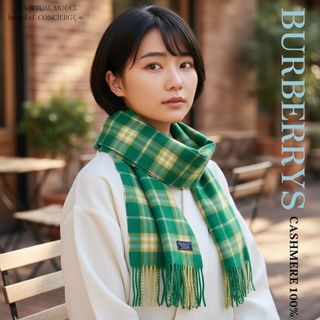 レア色☆バーバリーズ マフラー カシミヤ100% カーキ ノバチェック