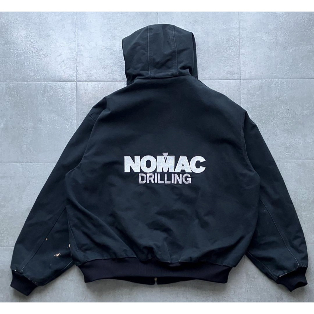 90s USA製 カーハート アクティブジャケット ブラック 企業ロゴ フェード