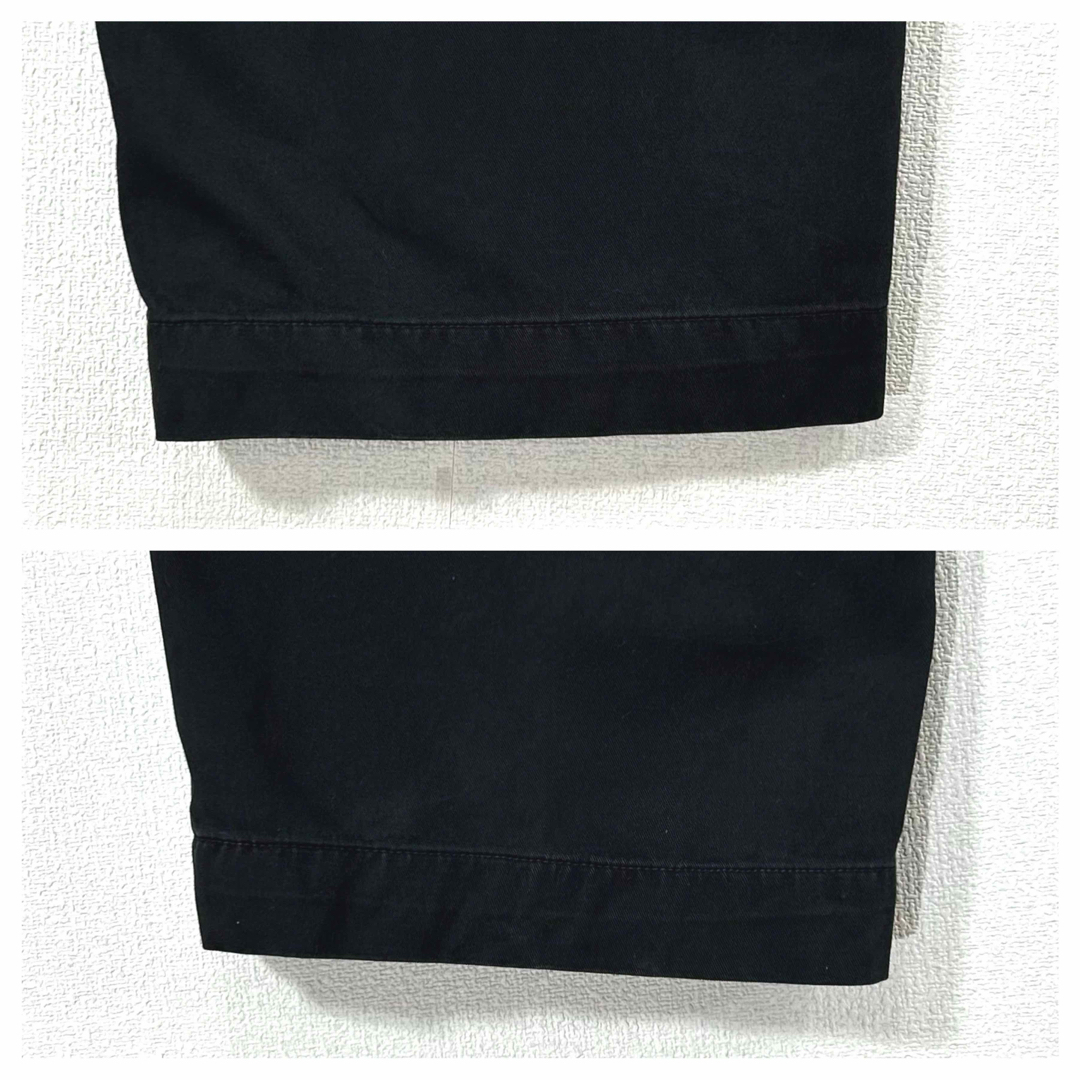 ポロラルフローレンノータックチノパンツP376刺繍ロゴ黒ワイドw54