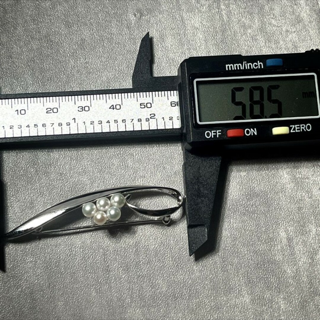高級5粒 4mm MIKIMOTO ミキモト ブローチ あこや真珠 silver