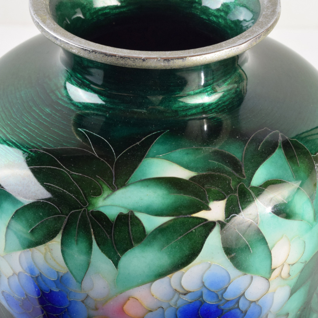 七宝焼 安藤七宝店 透釉 藤文 花瓶 M R9142