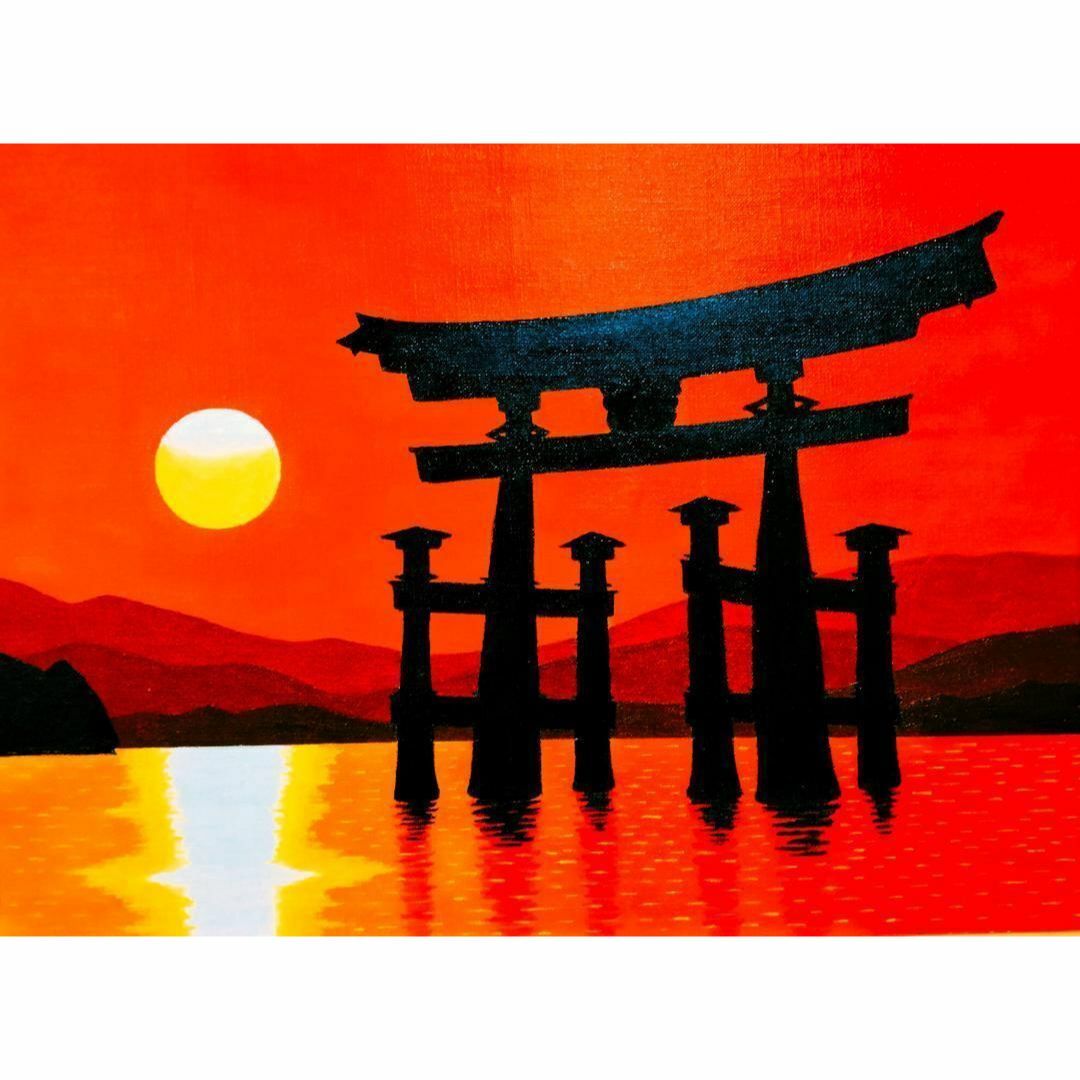 ☆厳島神社鳥居・肉筆油彩画・F6キャンバス ☆厳島神社鳥居・肉筆油彩