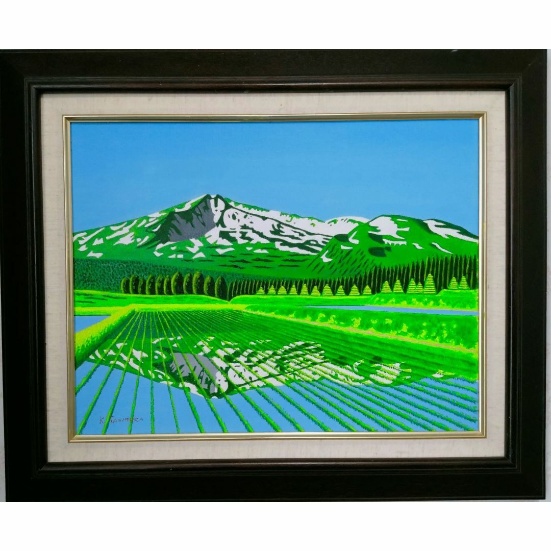 ☆鳥海山と水田・肉筆油彩画・F6キャンバス ☆鳥海山と水田・肉筆