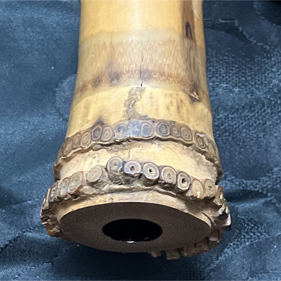 尺八 琴古流 在銘 一尺六寸管 籐巻 銀三線 【音