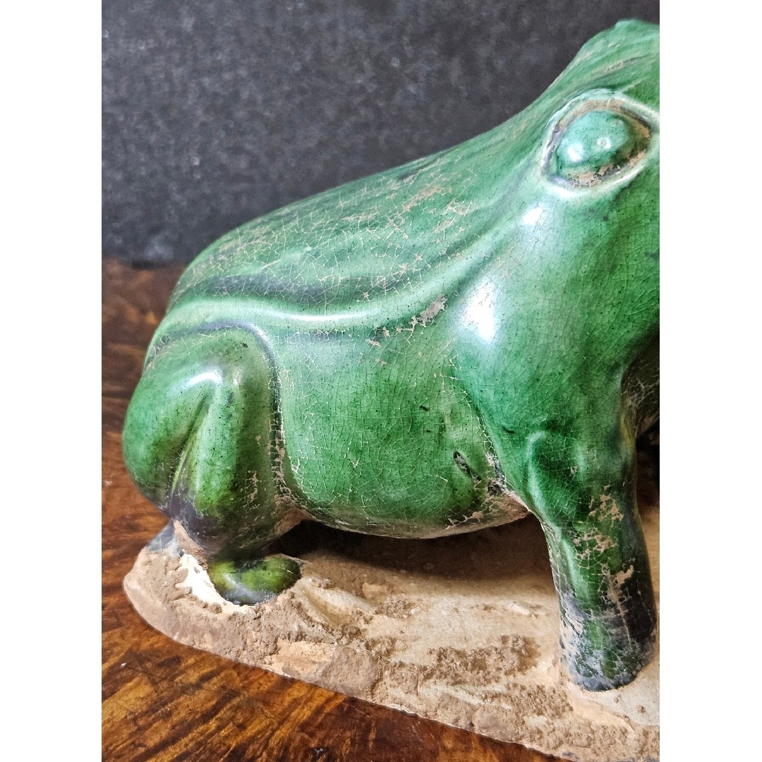 時代古作品❗】希少品❗】古代中国 漢～遼時代頃 緑釉 蛙