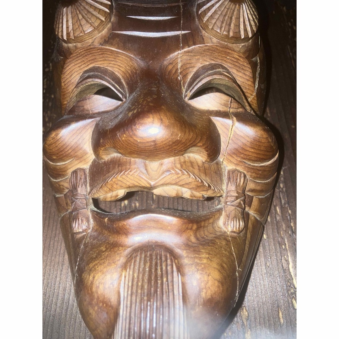 呪物】怪奇現象を引き起こす能面 木彫り 壁掛け 曰く付き 呪い