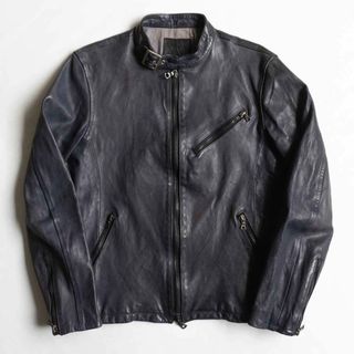 ドイツカーフ製品染めシングルライダース BLACK 希少XL BACKLASH