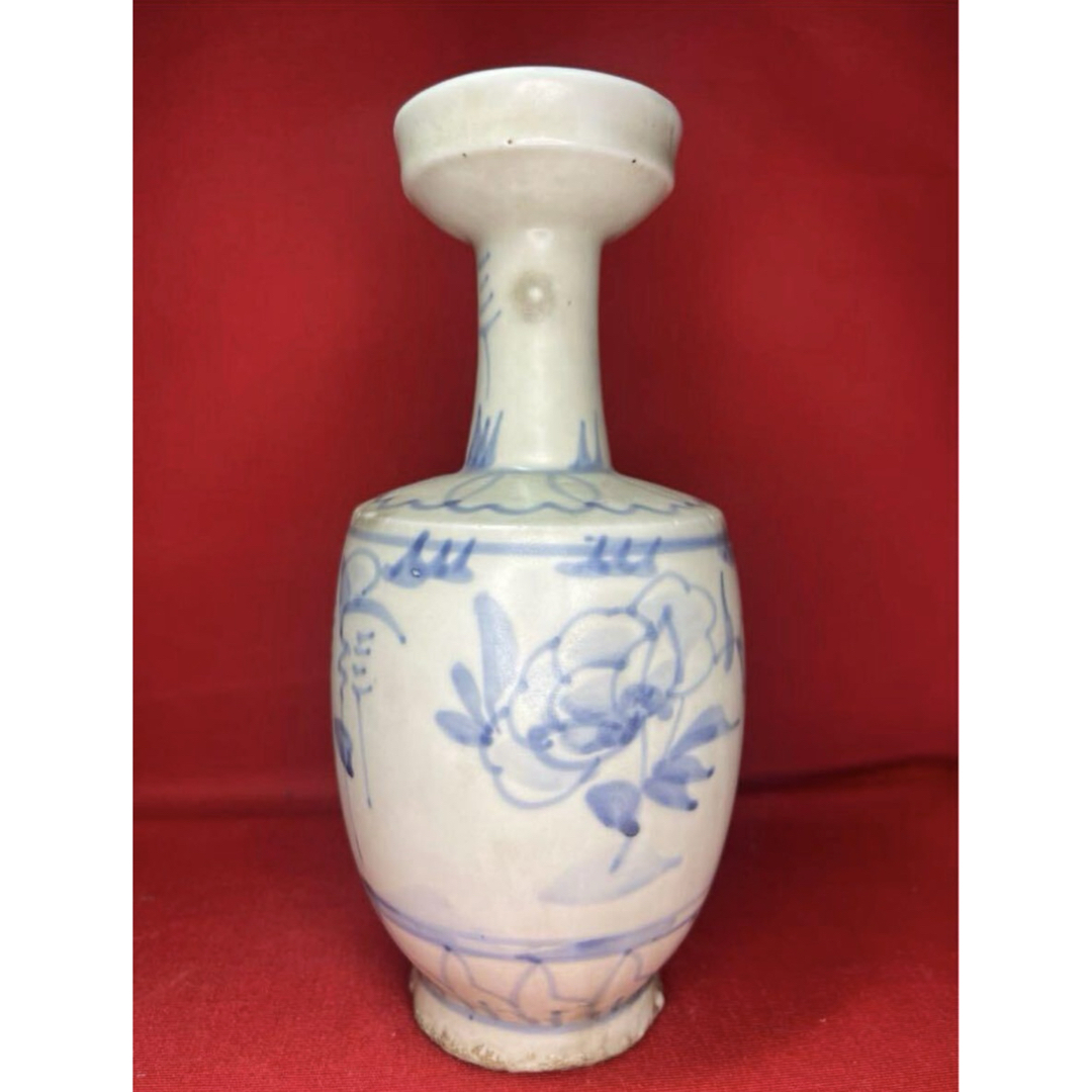 李朝 韓国 徳利 花入 花器 染付 古染 アンティーク 砂付 古美術 骨董