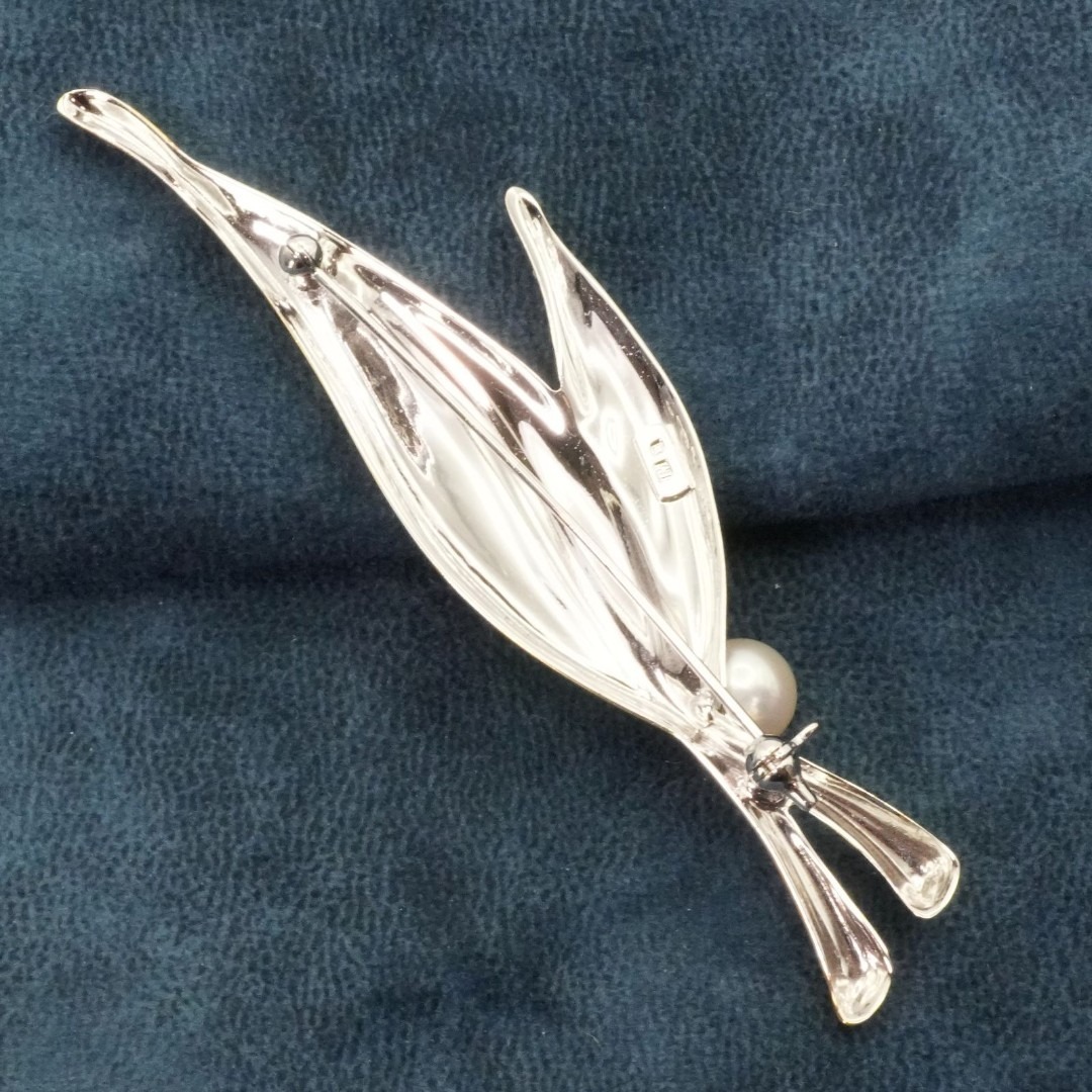 ミキモト 植田いつ子 コンビ ブローチ リーフ パール/25-1202M