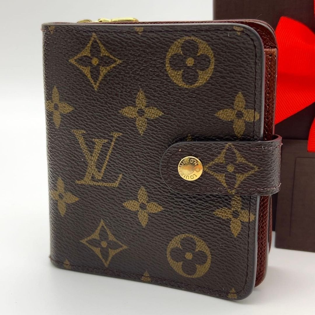 ルイヴィトン モノグラム コンパクトジップ 二つ折り財布 ラウンド