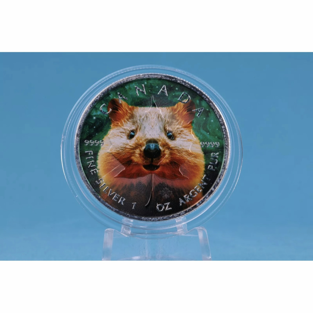 世界100枚限定！】 メイプルリーフ 銀貨 カラー クォッカワラビー 1