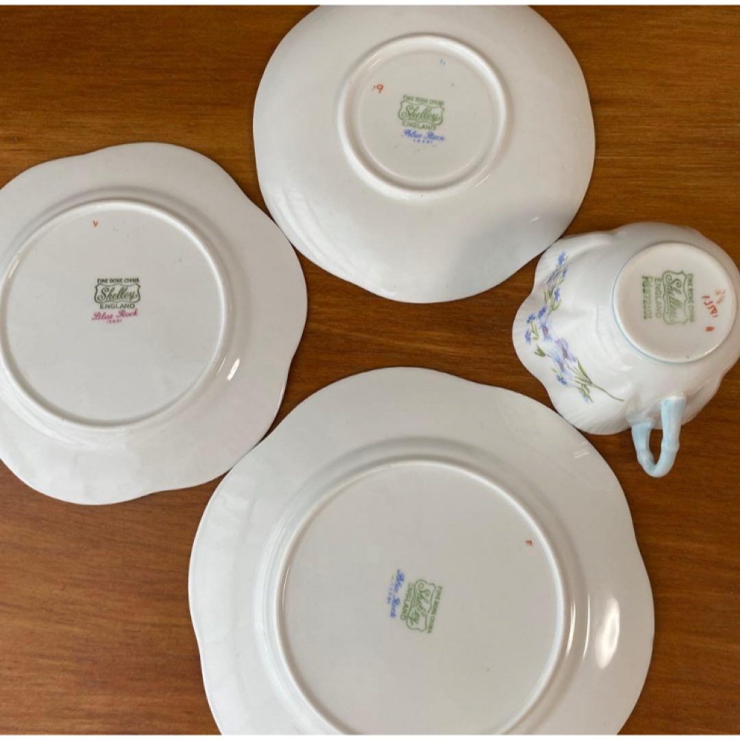 シェリー ブルーロック カップ ソーサー プレート2枚 カルテット