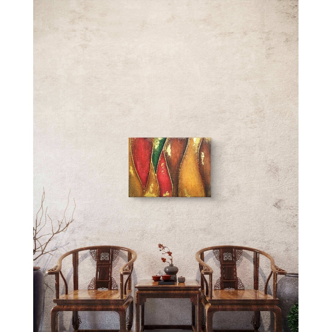 カルテット - 抽象画 24×33㎝ キャンバス F4号 原画1点のみ モダン画