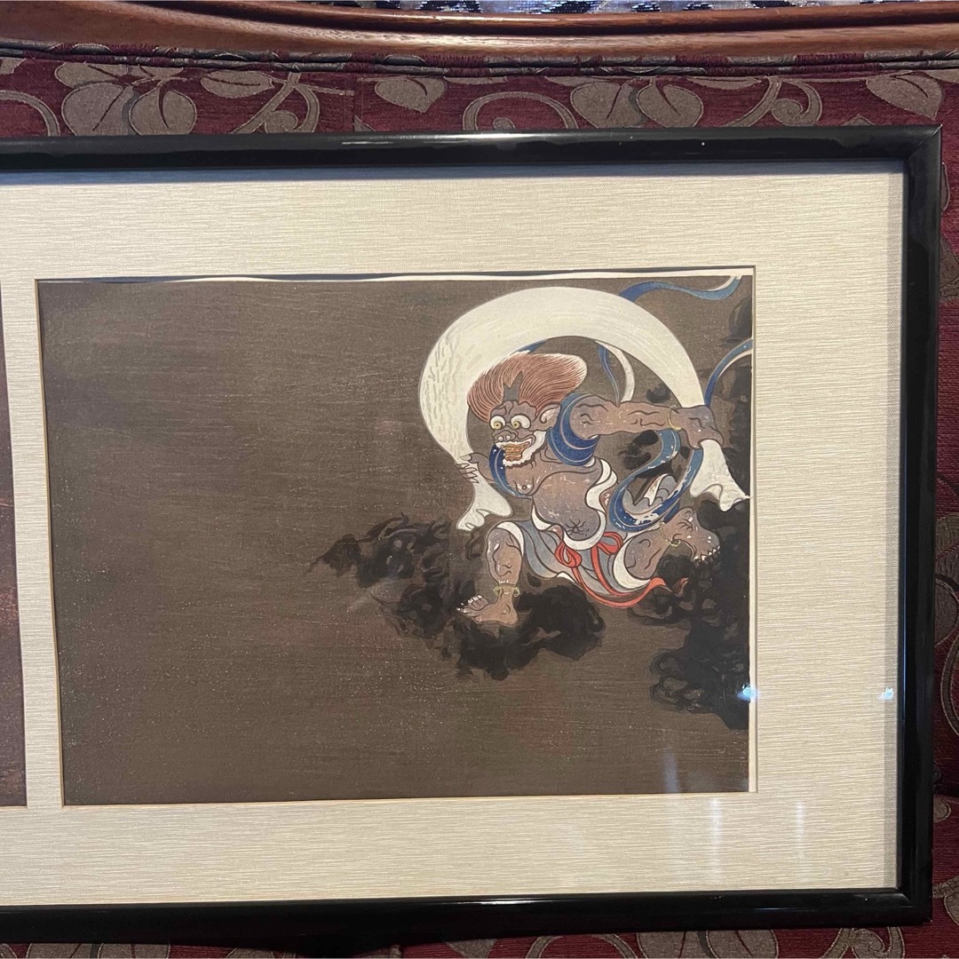 版画 国賓風神の図と国賓雷神の図 宗達筆 彫師 堀田治