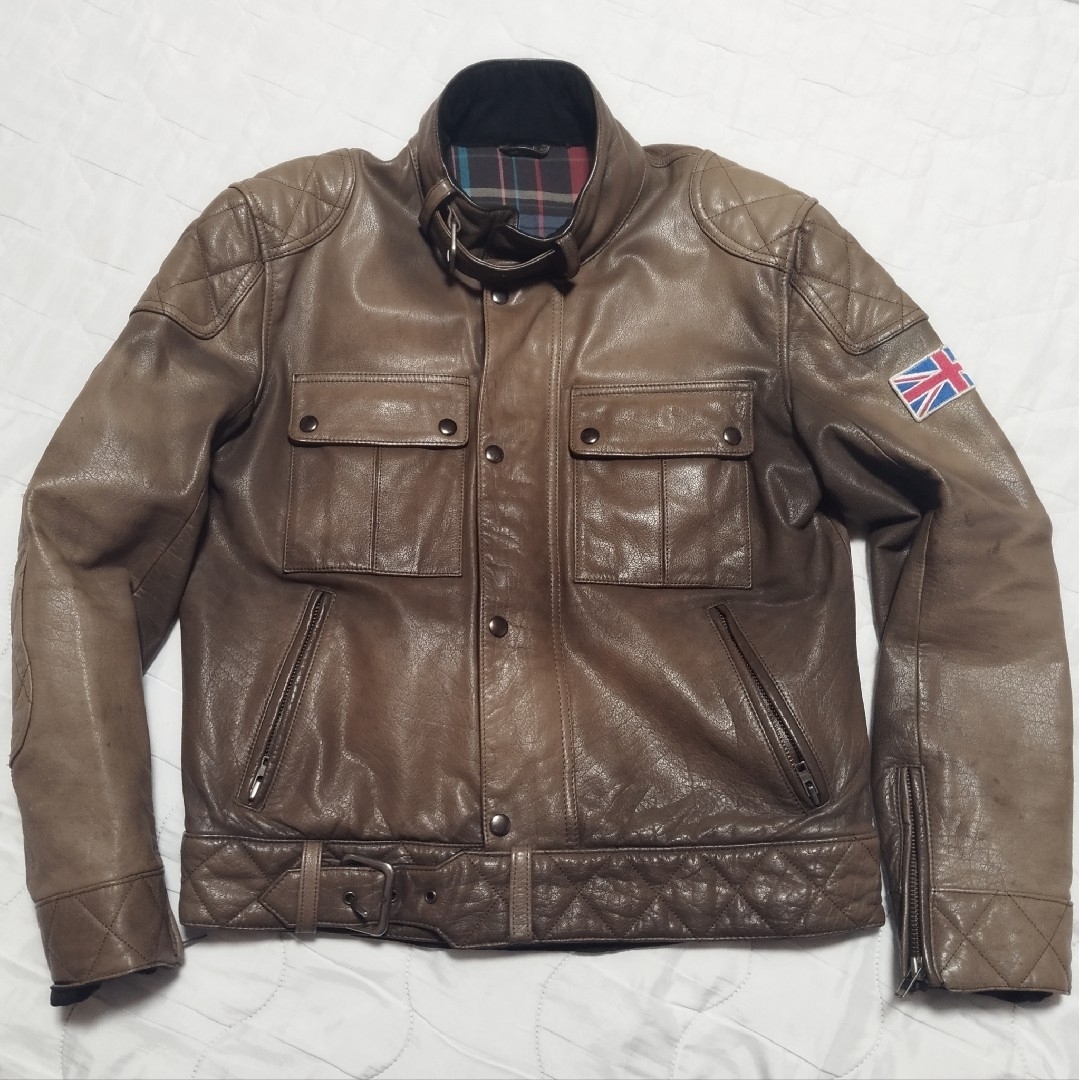 A.J.S 英国ライダースジャケット レザージャケットブラウン イギリス 茶色