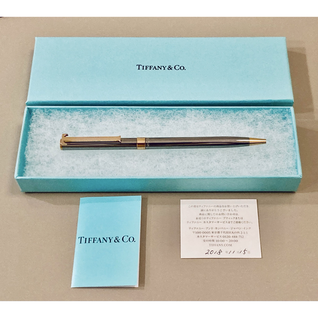美品◇ティファニー Tクリップ高級ボールペン Tiffany ルテニウム