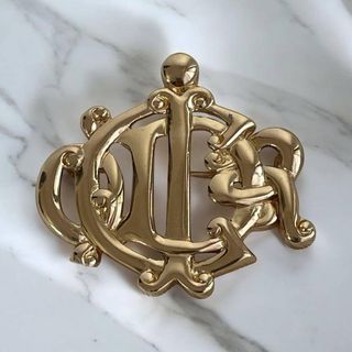 極美品 正規品 Dior ブローチ 旧ロゴ ビンテージ クリスタル シルバー