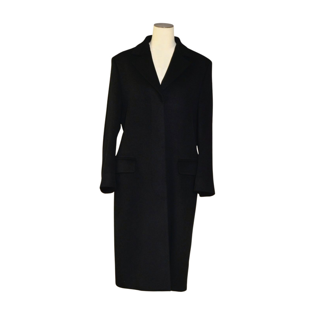 ウール ブラック ロングコート 本物 イタリア製 マックスアンドコー