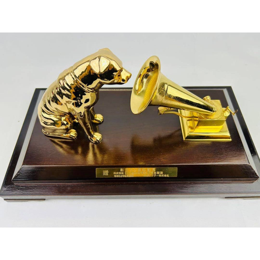VICTOR ニッパー犬 ゴールド 蓄音機 創立50周年 置物 ガラスケース付き