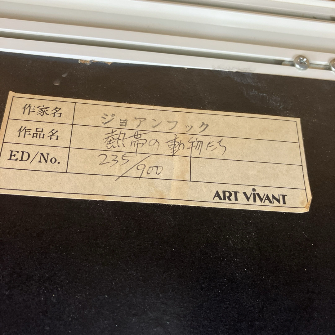 希少 ジョアン フック 絵画 リトグラフ 熱帯の動物たち 235/900