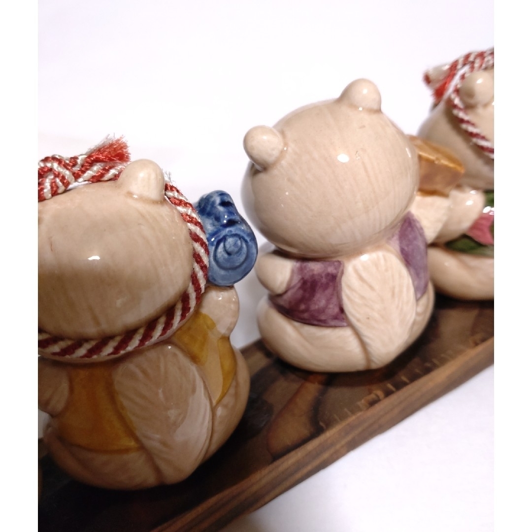 七福神たぬき □ 七匹のたぬき 陶器製 置物 狸 昭和レトロ 日本 和風 伝統