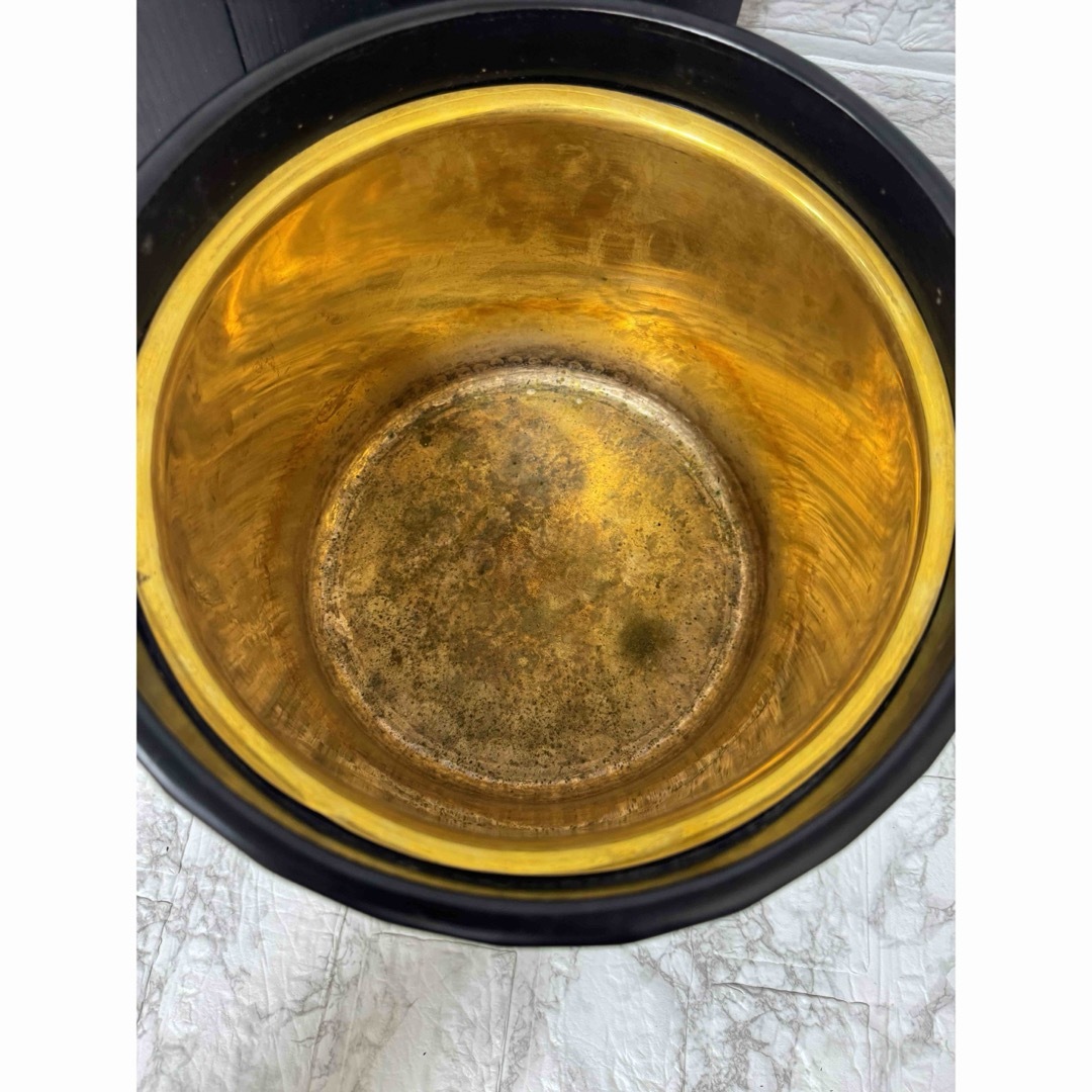 由緒ある品】桐菊透 梨子地 木製 火鉢 銅製 落とし インテリア/住まい