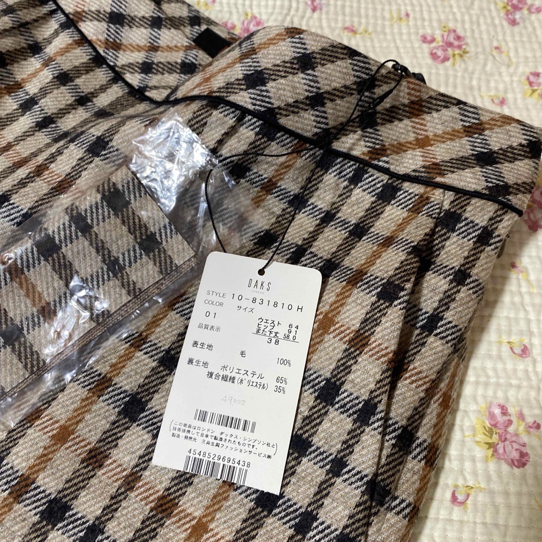 ダックス DAKS ガウチョパンツ 38 W36 チェック柄 ウール 秋冬DMW