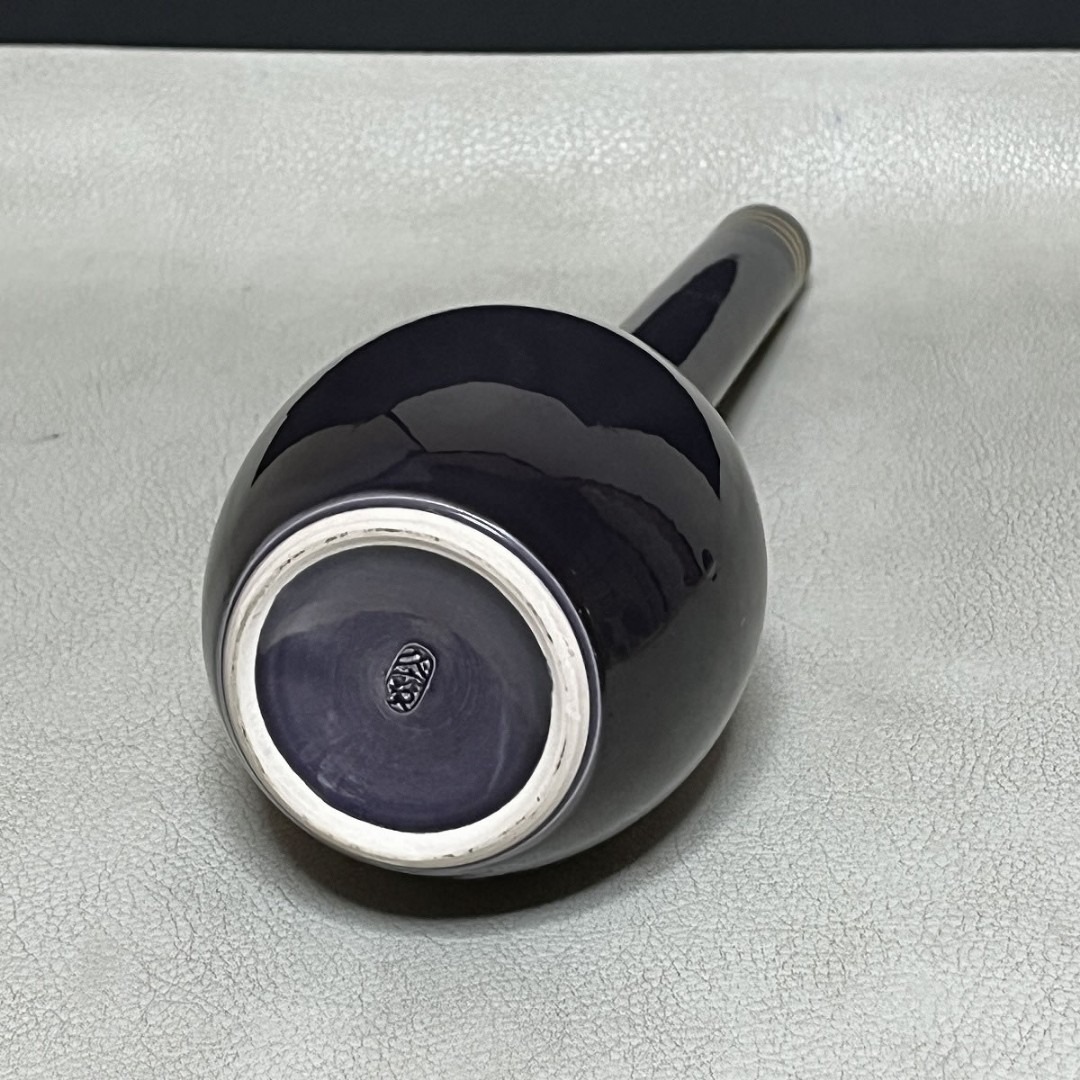 久世久宝 紫交趾 鶴首花入 共箱 花入 茶道具 【k3582】の通販 by