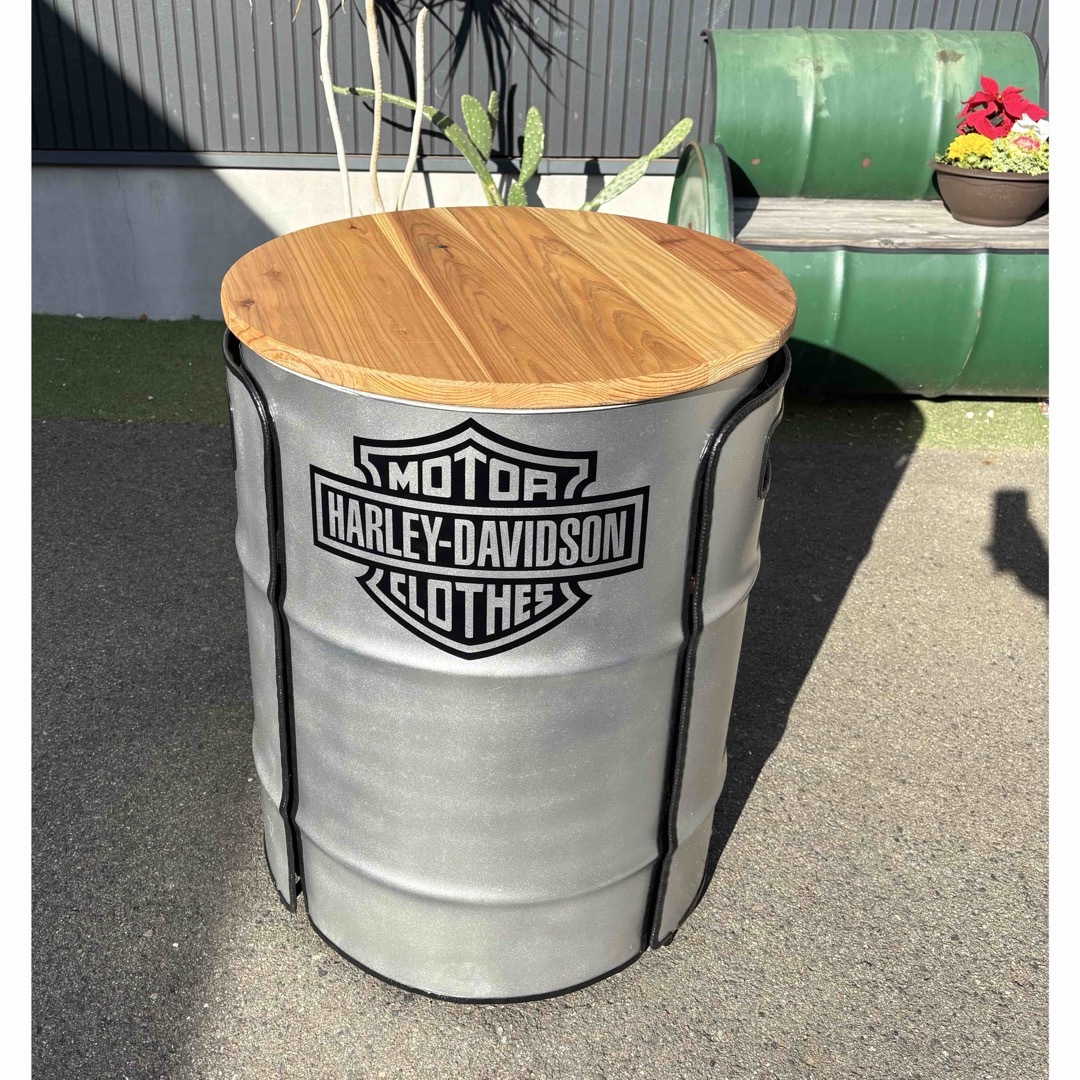 ドラム缶リメイクテーブルセット 無垢材仕様