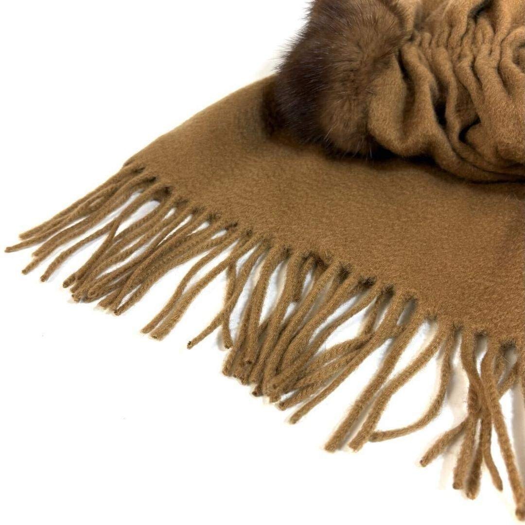未使用】FENDI カシミヤミンクマフラー キャメル イタリア製 元箱 タグ付