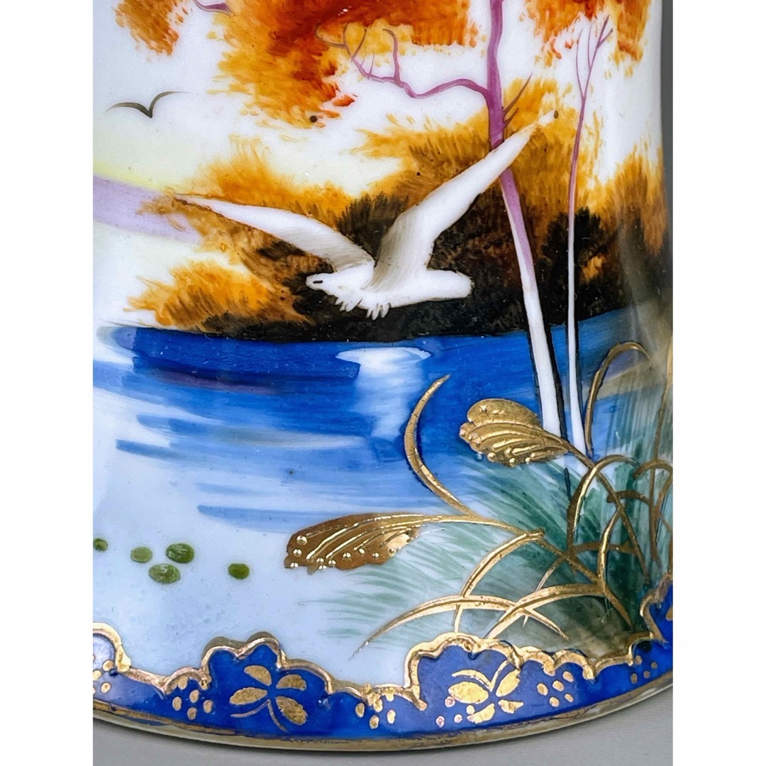 オールドニッポン カモメ 風景図 ティーポット アールヌーボー 金盛り